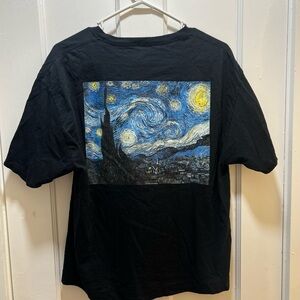 Black T-Shirt with Van Gogh’s Starry Night Print